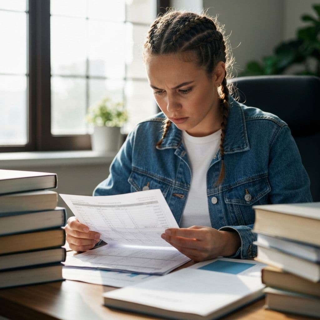 Self-employed entrepreneur reviewing bank statements